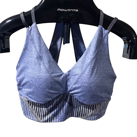 Prana Yoga Sports Bra Medium Blue Quartzite Crop Strappy Racerback Lightly Lined - Picture 1 of 6